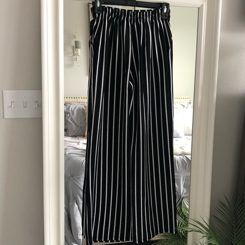 Striped wide leg pants with pockets SZ S - Picture 10 of 10